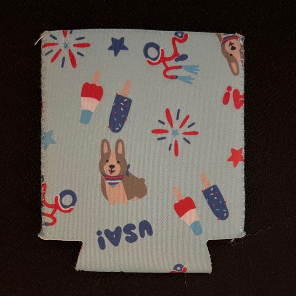 Corgi Dog Patriotic Print Can Cooler (coozie)